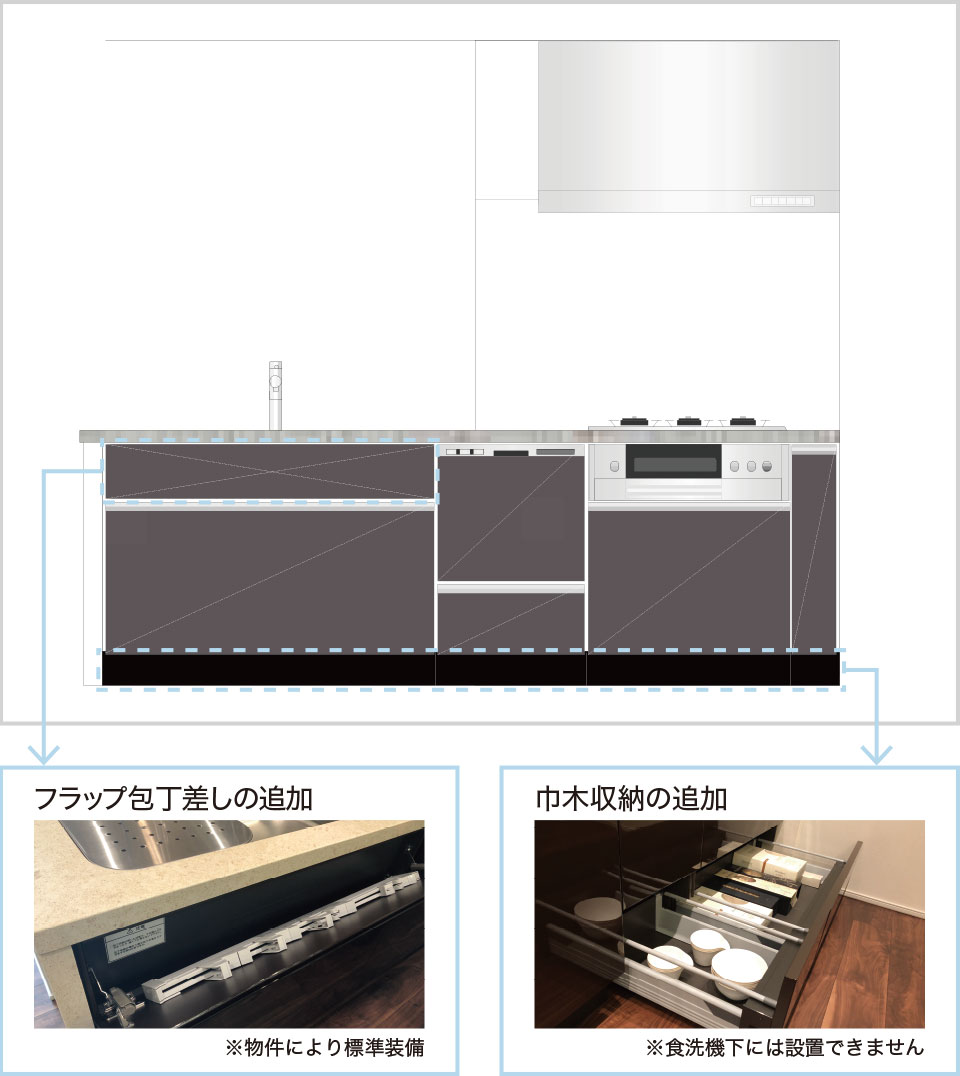 さりげないスキマ収納が、意外と役に立つ。