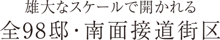 雄大なスケールで開かれる全98邸・南面接道街区
