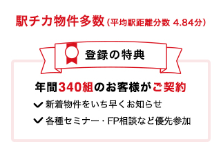 駅チカ物件多数（平均駅距離分数4.84分）