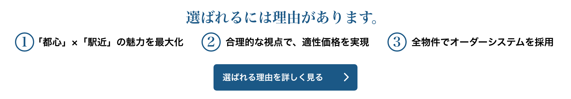 選ばれるには理由があります。選ばれる理由を詳しく見る